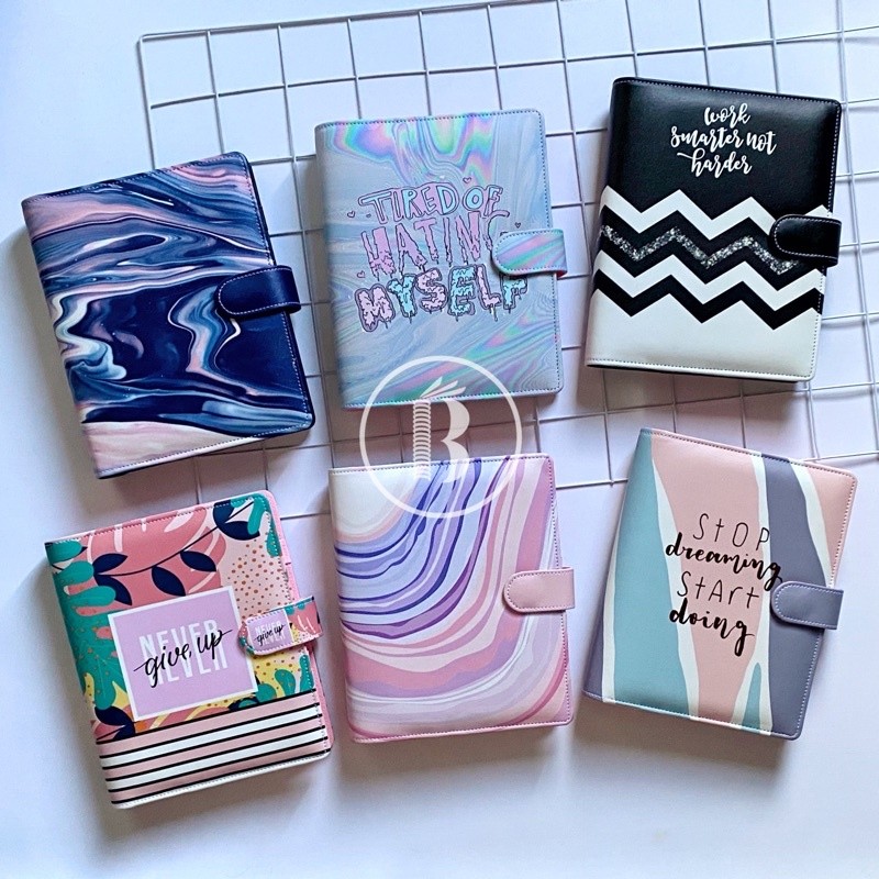 

Bindermu READY Binder New 03 Printing Quotes Marble Holographic Kulit Anti Air 20ring A5 / 26ring B5