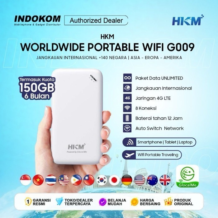 Modem Wifi HKM G009 Worldwide Portable Wifi Unlimited - Garansi Resmi