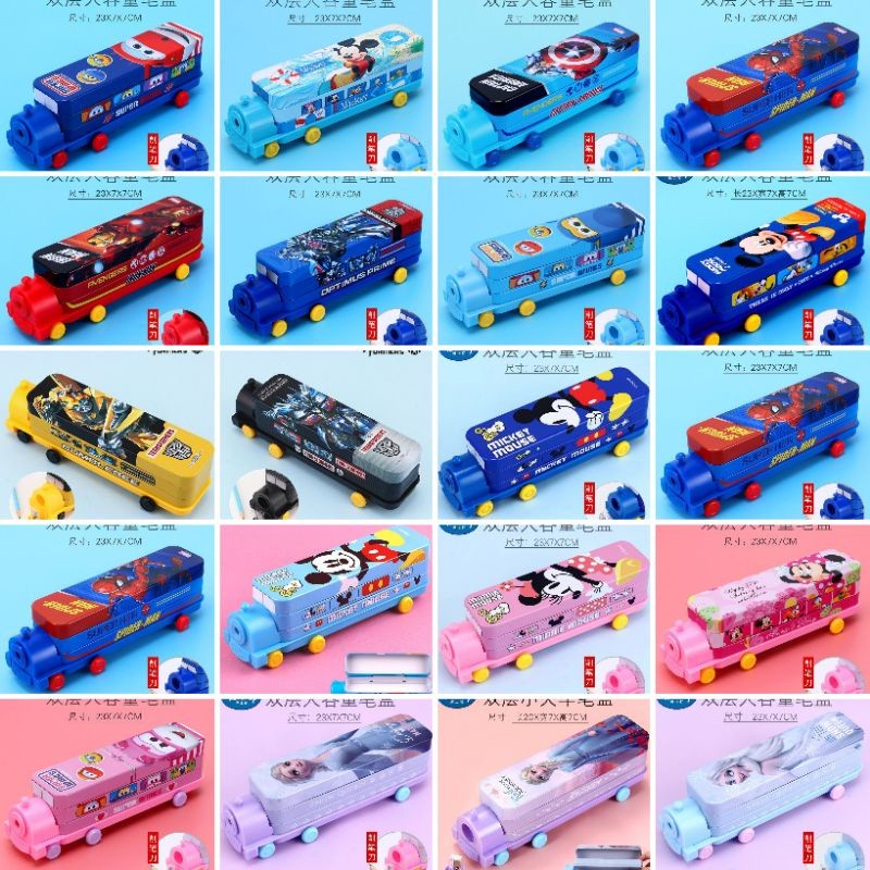 

DISNEY LICENSED TRAIN PENCIL CASE DOUBLE DEKKER KOTAK PENSIL KERETA API KARAKTER CARTOON ANAK MOTIF