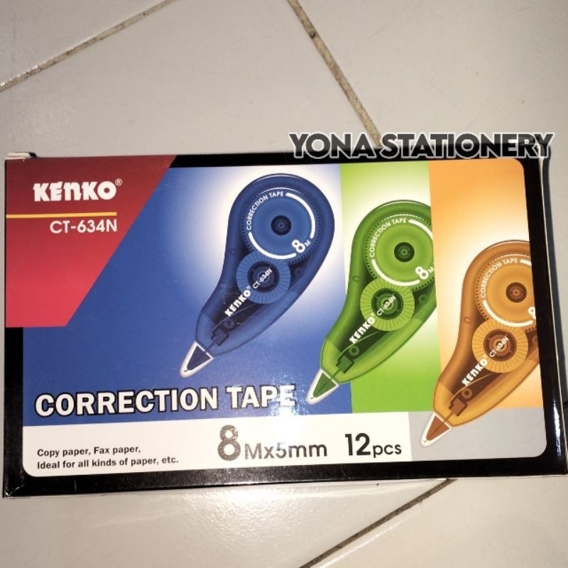 

UM1 Tip Ex / Corection Tape Kenko CT-634N (8M x 5mm) 1 Pak: 12 Pcs 3 Warna