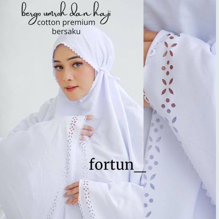 Nayyir- Bergo umroh dan haji motif lasercut Cantik Jilbab Nyaman Muslim Wanita Syari Mewah Instan