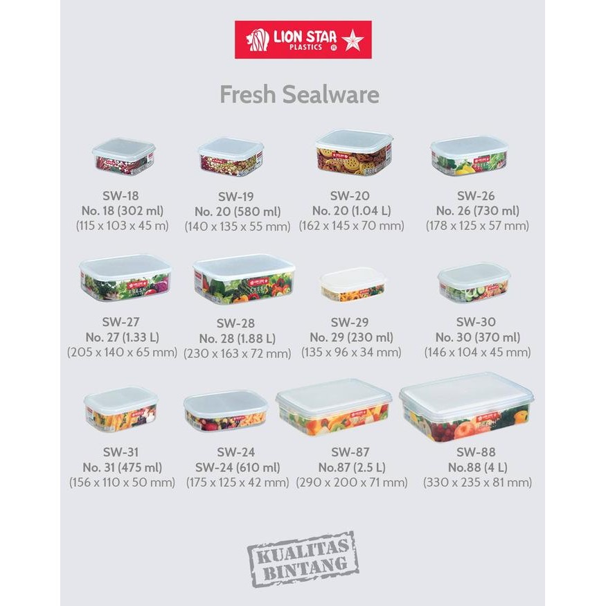 MICTON Lion Star Fresh Sealware Kotak Makan Plastik / Kotak Sambal / Kotak Perbumbuan / Kotak Sayur