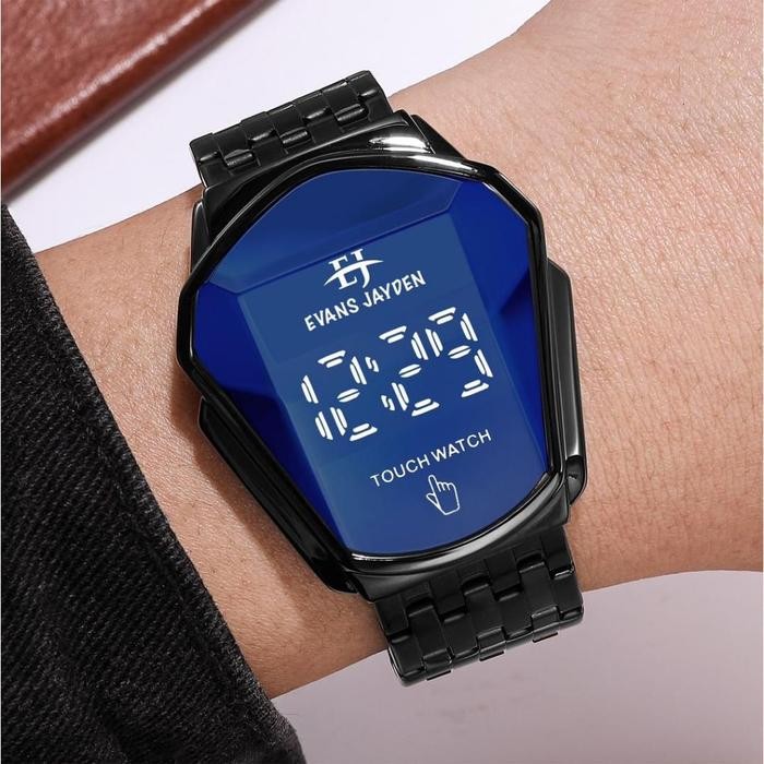 Hemat Diskon Evans Jayden Jam Tangan Wanita Pria 9953 Rantai Stainless Steel Digital Touch Screen