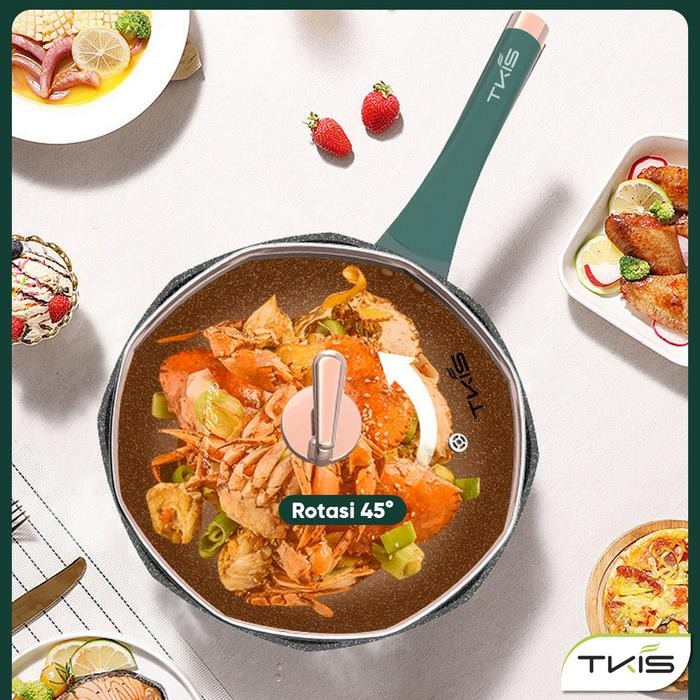 Tkis Wajan Batu Medis Persegi Delapan Free Tutupan Wajan Warna Hijau Model Baru Wajan Kokoh Dan