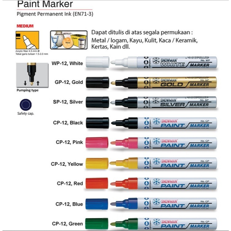 

UM1 Paint Marker / Permanent Marker / Spidol Permanent (Tidak Bisa Dihapus) Snowman ASLI