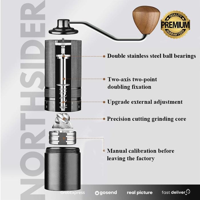 Jinsei Coffee Grinder Kopi Manual Stainless Conical Burr 6 Core Js-G3
