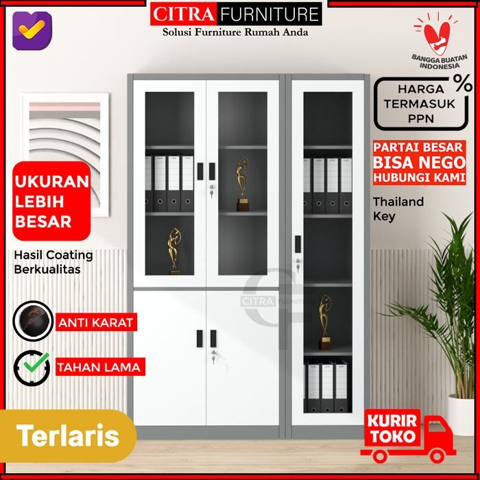 

Shumo Lemari Arsip Besi 3 Pintu 1/2 Kaca Filling Cabinet Kantor