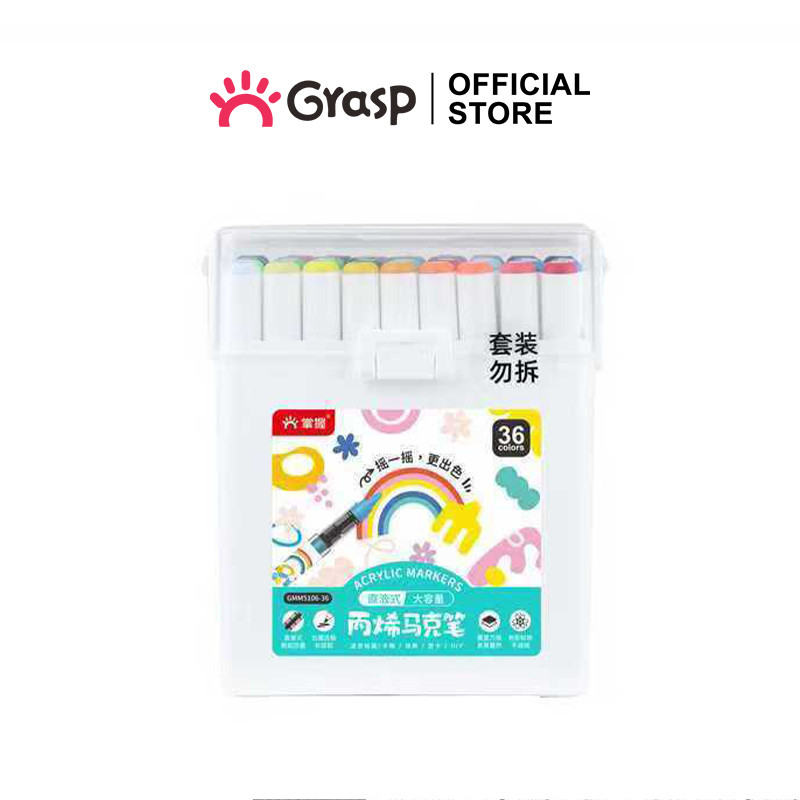 

UM1 GRASP Marker Acrylic 12/24/36/48/60 Warna Set Spidol Akrilik Warna Tinta Direct Ink Transparan