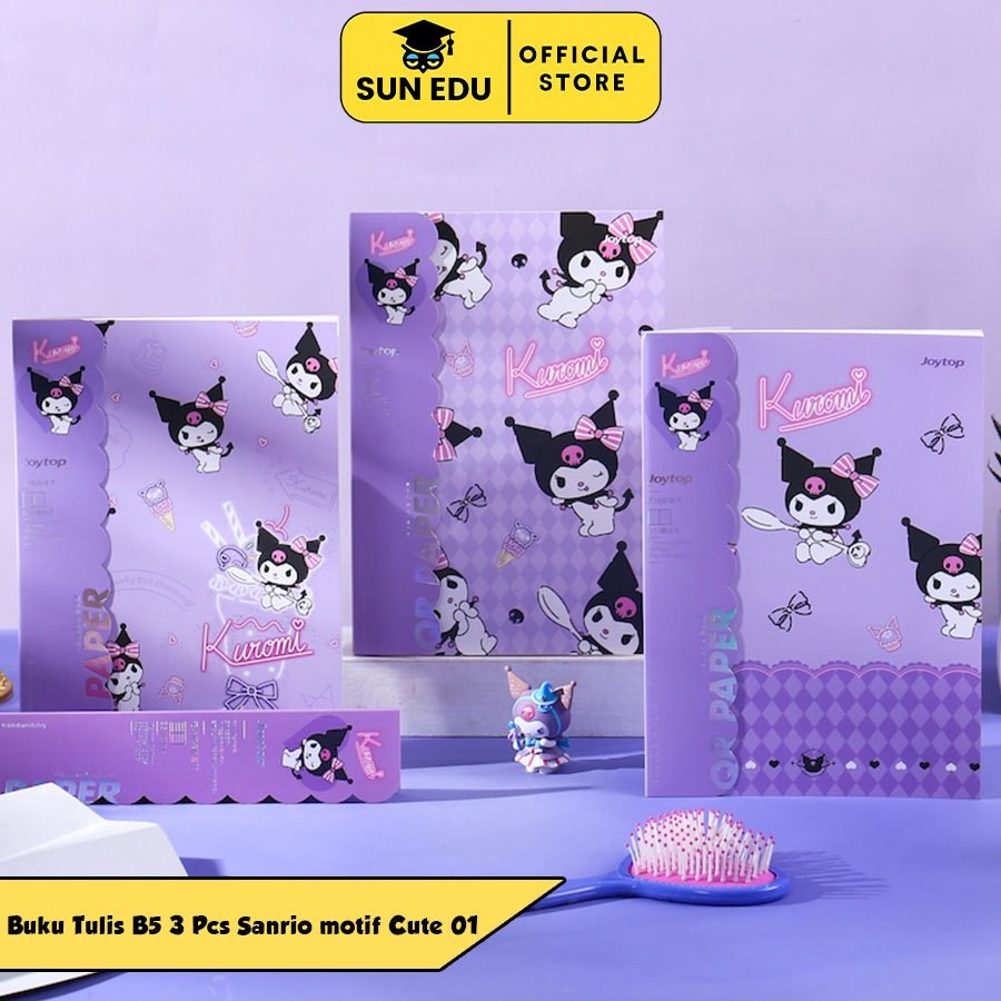 

UM1 3PCS Buku Tulis Sekolah Sanrio Cinamorol Kuromi Pocacho B5/ Buku Catatan Notebook Melody