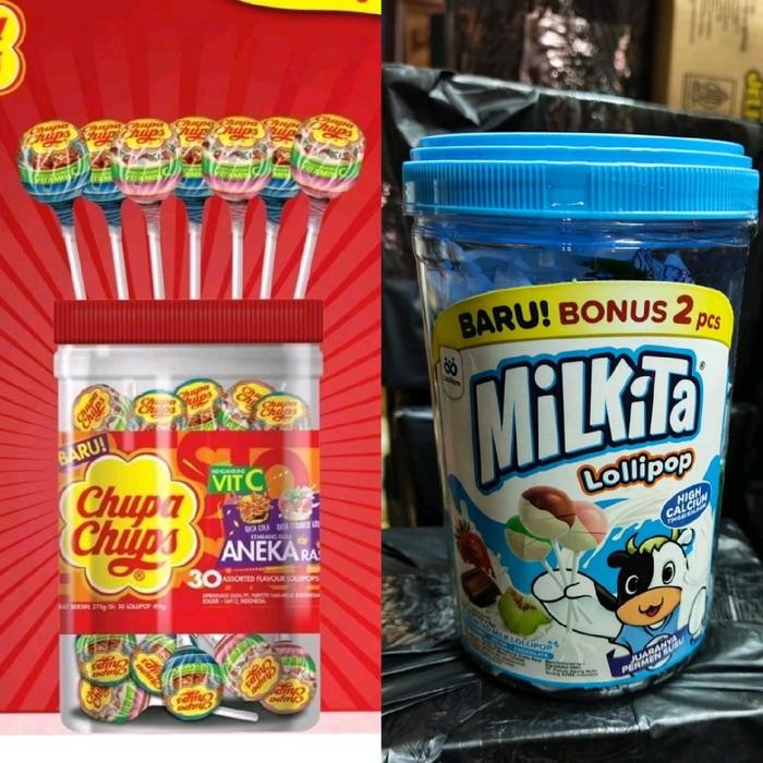

EatFr3sh- Chupa Chups Lollipop Toples +Milkita Lollipop Toples 30+2 [60Pcs] Exp FEB 2026