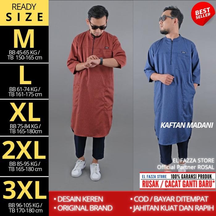Zuhud- Baju Koko Pria - Kurta pakistan India - Gamis panjang pria - kaftan madani ROSAL