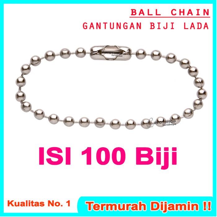 

No.OneBest- 100 pc Rantai kuku/pelor biji lada silver gantungan kunci Tali hangtag