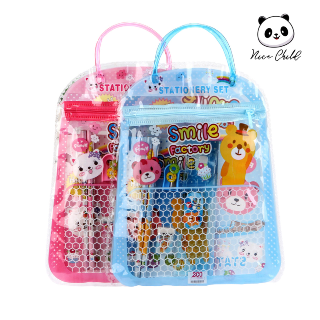 

UM1 NICE CHILD Stationery Set 6 in 1 Free Bag Alat Tulis Anak Sekolah Buku Pulpen Penghapus Pengaris