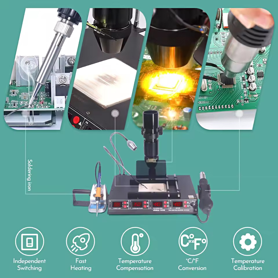 Yihua 1000B Soldering Station 1350W 4 In 1 Hot Air Soldering Iron Infrared Preheater Desoldering