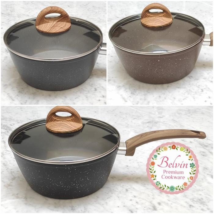 Belvin Cookware Panci Sauce Pan Saucepan Granit Keramik Anti Lengket #Gratisongkir