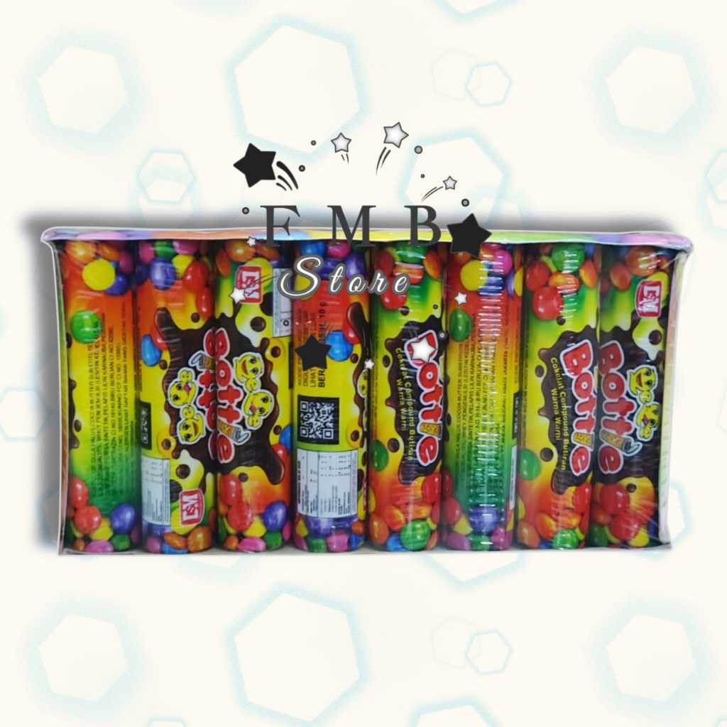 

Cemal Cemil Makyus Bottie Coklat Compund Butiran Warna Warni Smile Bottle Box Isi 24Pcs X 10Gr