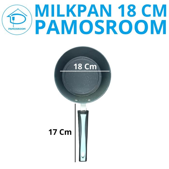 Pamosroom Milk Pan Granit Marble 18Cm Panci Susu Keramik Sauce Pan Marble Anti Lengket Tebal