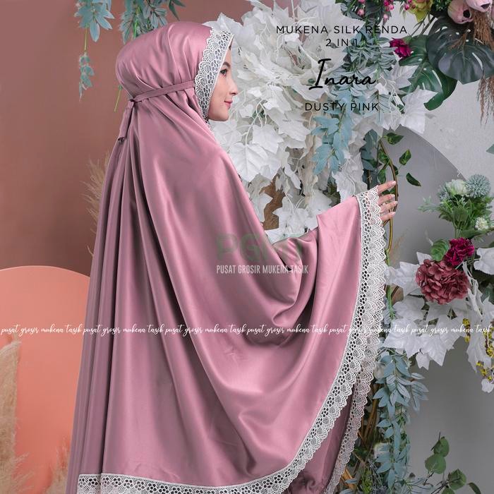Modra- PUSAT GROSIR MUKENA TASIK - MUKENA DEWASA SILK RENDA 2IN1 INARA