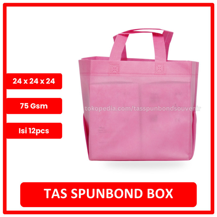 Tukuparty Goodie Bag Spunbond Box 24X24X24 Pink Lusin / Tas Spunbond Polos