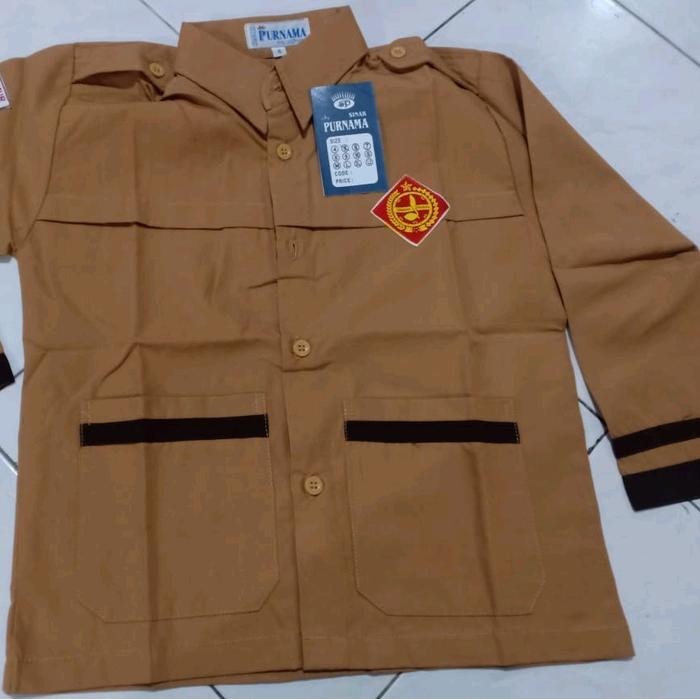 Ready Seragam Sekolah Pramuka Siaga Panjang Dan Pendek Baju Pria Coklat Original