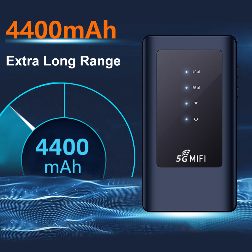 5G MiFi Mobile Modem with SIM Card Slot 4400mAh Battery Wireless Internet Router WiFi5 Dual Band 5Gh