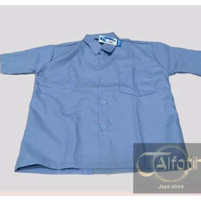 New Baju Seragam Sekolah Biru Telur Asin Lengan Panjang/Pendek Pria Wanita Untuk Sekolah