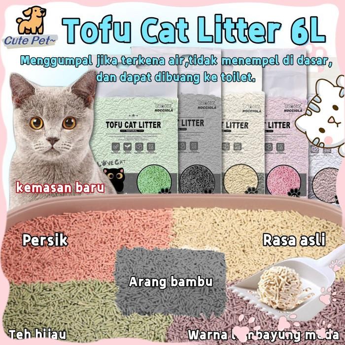 Pasir tofu cat litter Tofu cat litter Pasir tofu kucing Cat litter 6L pasir kucing gumpal wangi