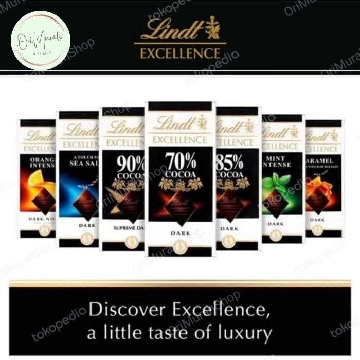

Lindt Excellence Dark Chocolate Coklat Hitam Mint Orange Milk Sea Salt