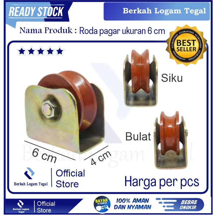 Roda Pagar Besi 6 Cm Komplit Berkualitas Besi Cor