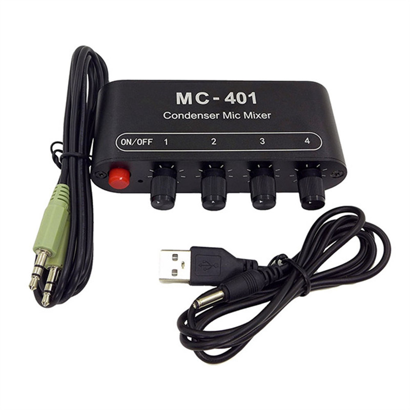 B34B-New Mini Audio Mixer Condenser Microphone Mixer Four-In-One Microphone Amplifier for Computer M