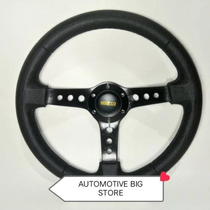 KOMPLIT Setir Steer Stir Racing Spar co Mobil Hitam 14 inch univers