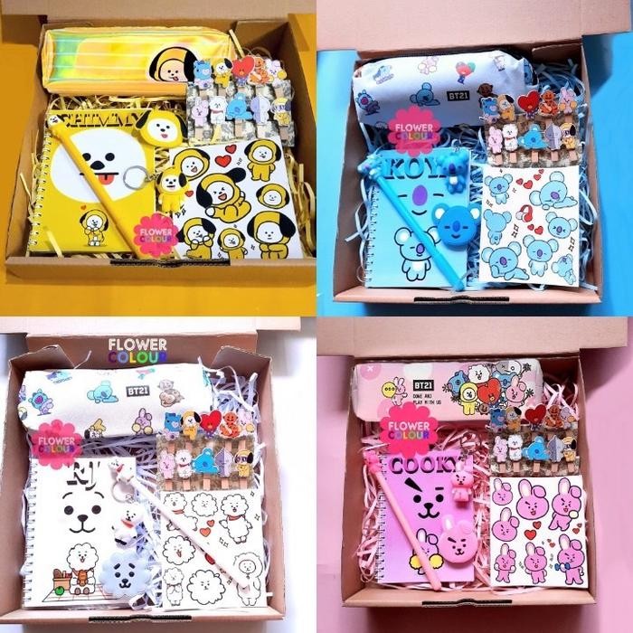 

ORIGINAL..!! PAKET ALAT TULIS KPOP BT21 KADO HAMPERS ULANG TAHUN ANAK
