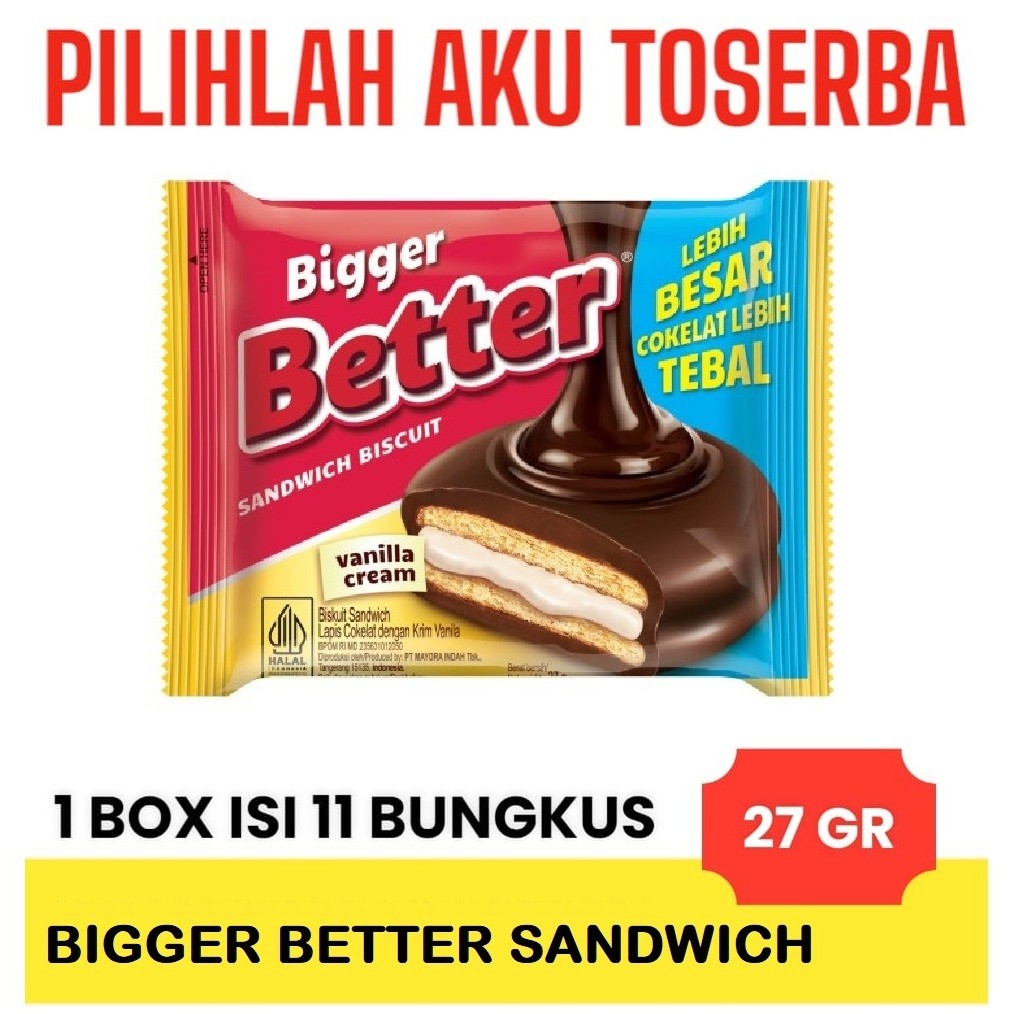 

Biskuit Roma BIGGER BETTER Sandwich kemasan BOX - ( HARGA 1 BOX )