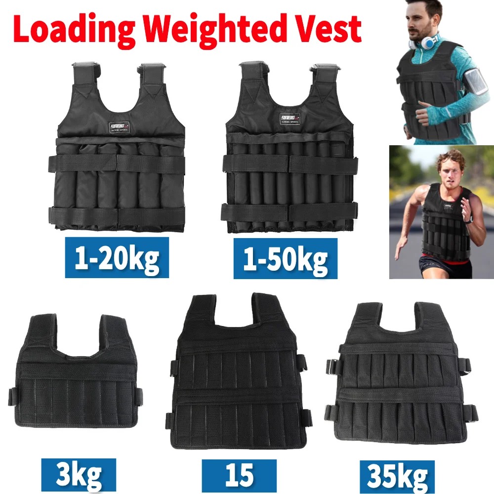 1-50kg Weighted Vest Adjustable Loading Weight Jacket Exercise Waistcoat Durable For Training