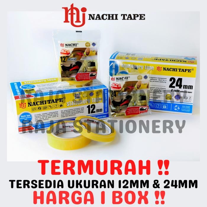 

NACHI ATIONERY TAPE 12mm 24mm SELOTIP SOLATIP ISOLASI NACHI DUS BOX