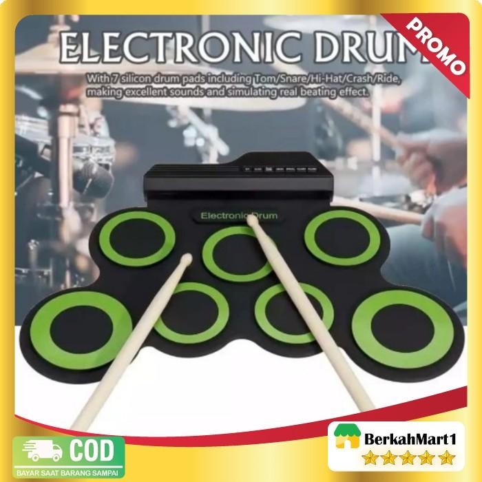 Drum Eletrik Electronic Digital Drum Kit 7 Pads Folding Usb Power