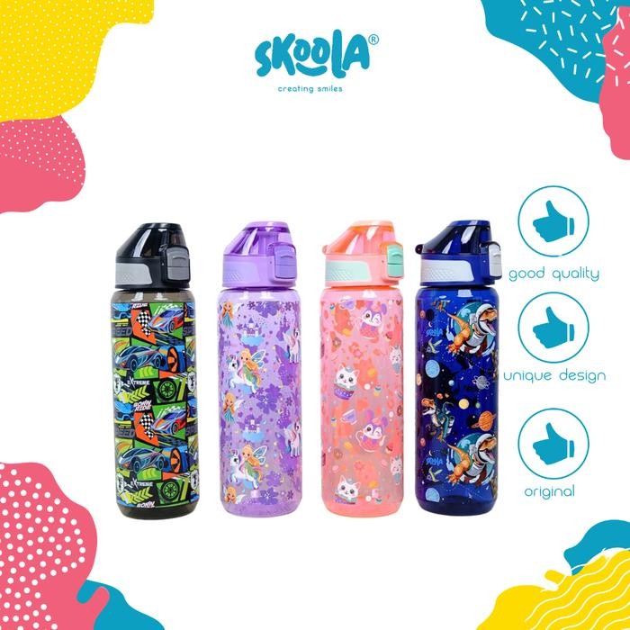 Skoola Botol Air Minum Anak Tritan Perempuan Laki-Laki Unicorn Cars - Tribottle