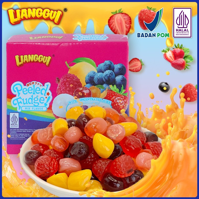 

120pcs Permen Jelly Buah 4 Rasa Mangga/Stroberi/Jeruk Kenyal Halal Lianggui