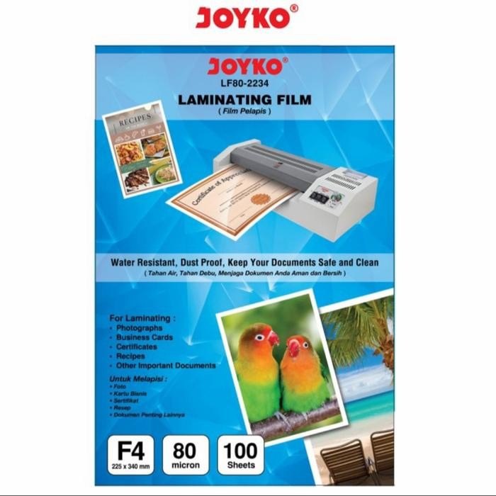 

Siap- JOYKO Plastik Laminating LF80-2234 ukuran F4 100 Lembar