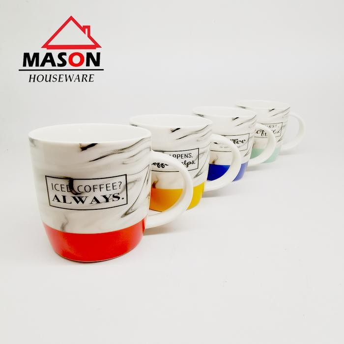 Gala Galore Mason Mug Keramik / Mug Teh/ Mug Kopi Motif Marble 10,2