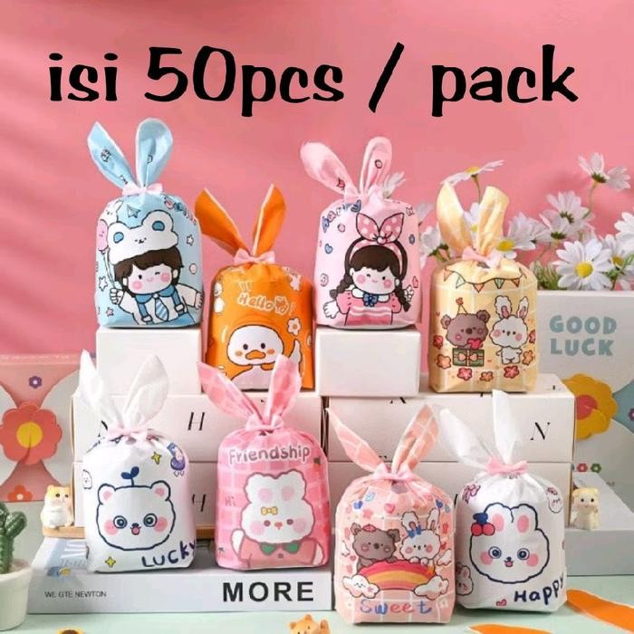 Gala Galore (50Pcs) Plastik Goddie Bag Rabbit Model Ikat Ukuran Kecil 13X22Cm
