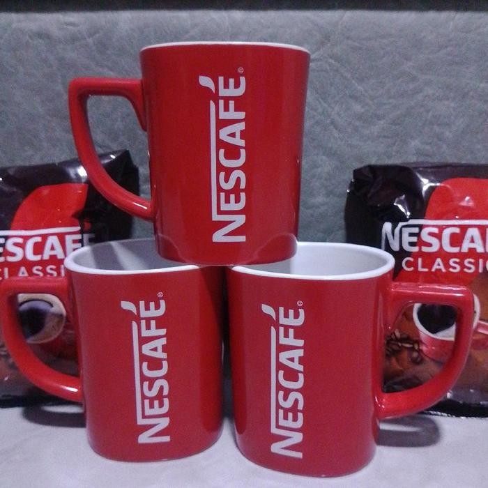Gala Galore Mug Nescafe Classic Merah Porselen Cangkir Kopi Unik