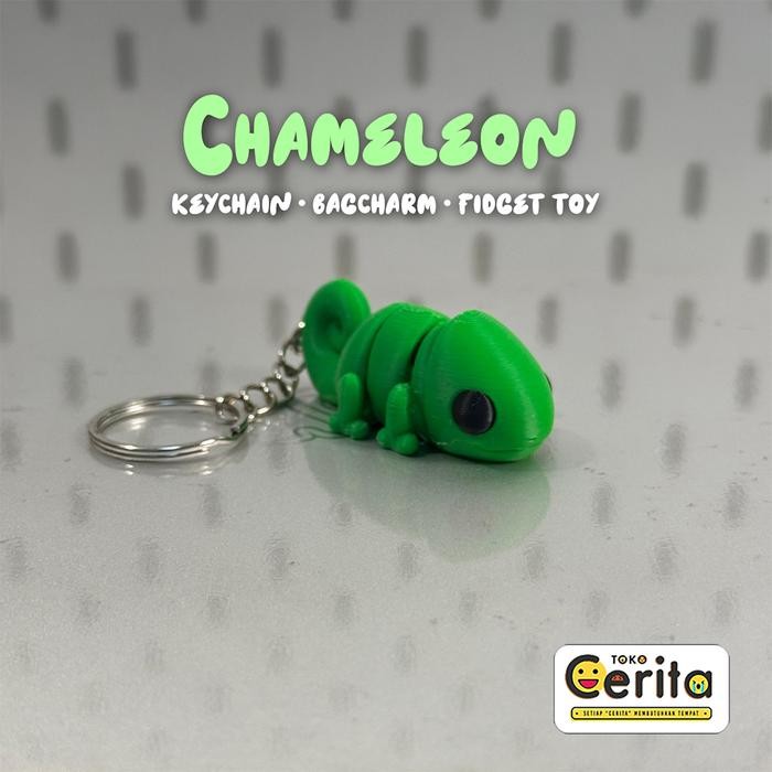 Gala Galore Gantungan Kunci Baby Chameleon / Bunglon Fidget Keychain Hewan Lucu Gantungan Tas &
