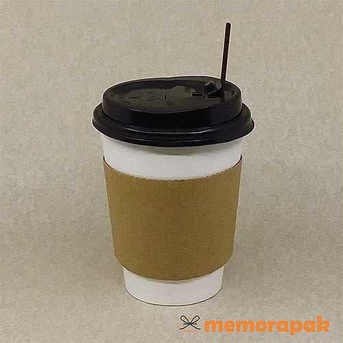 PAPER CUP 12 OZ - HOT CUP + TUTUP HITAM + STIRRER + SLEEVE