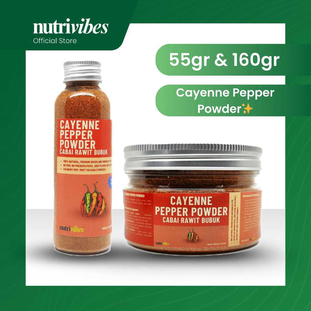 

Cabe Cabai Rawit Bubuk / Cayenne Pepper Powder (Home Chef Edition 55gr & 160gr) - Nutrivibes