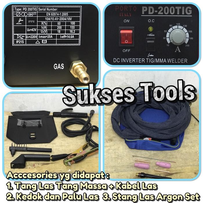 Terbagus Mesin Las Stainless Steel Porto Pd200 Tig Trafo Las Argon 200 A