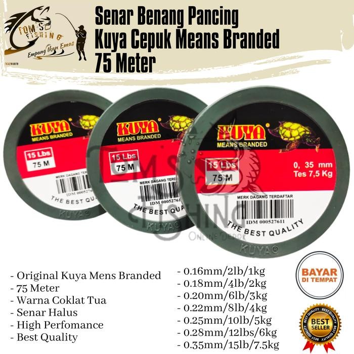Senar Benang Pancing Kuya Cepuk 75 Meter (0.16Mm - 0.35Mm) Original Coklat Tua - Toms Fishing