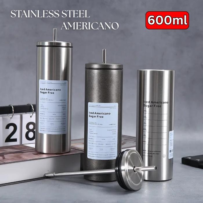 Tumbler Americano 600Ml Tahan Panas Dan Dingin / Gelas Tumblr / Gelas Kopi / Tumblr Es / 304