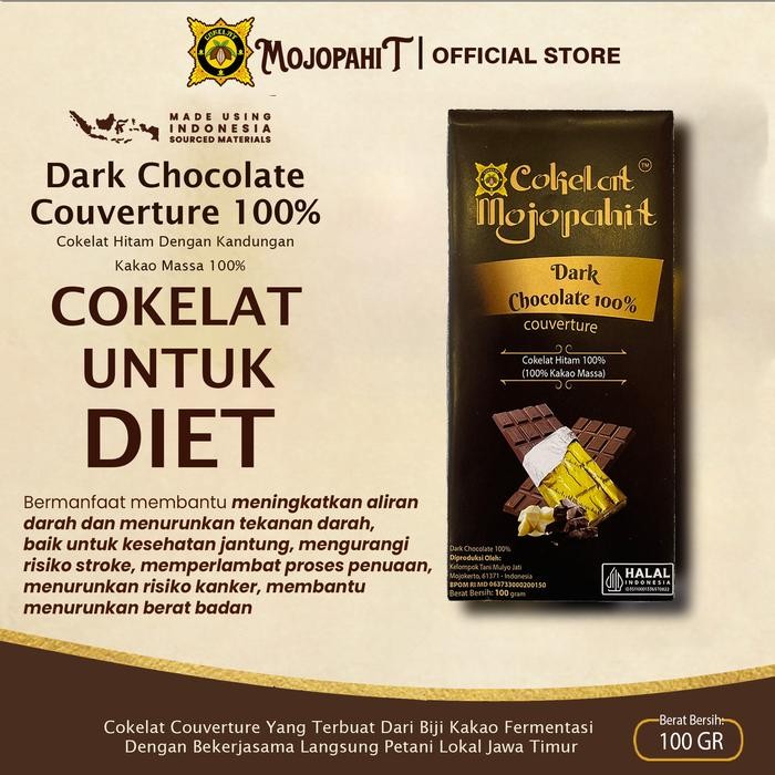 

Cokelat Majapahit Bar 93gr Dark Chocolate Couverture 100%