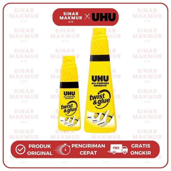 

Twist & Glue/Lem Cair/Lem Kertas/All Puose Glue Besar 90ml UHU (Pcs)